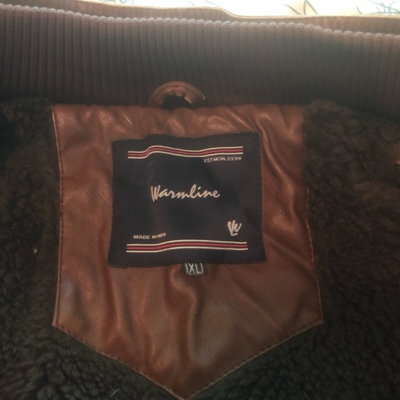 Brown Faux Leather Warmline Jacket - Picture 3 of 4